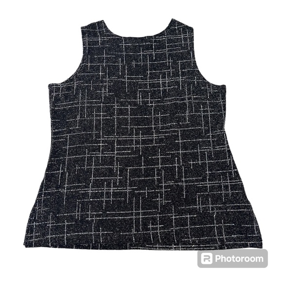 Annex size 1X women’s top black tank with silver bedazzled sparkling design - Picture 2 of 10